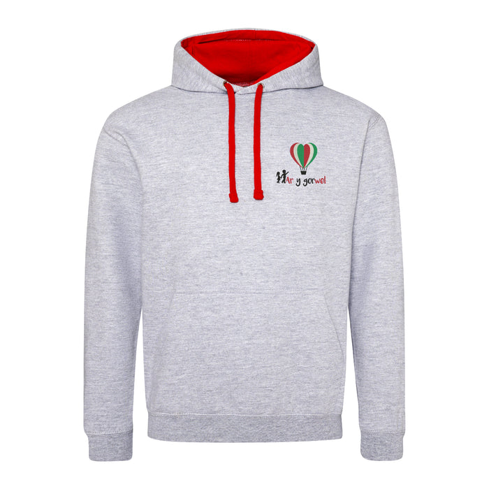 Ar y Gorwel Kids Heather Grey/Red Hoodie