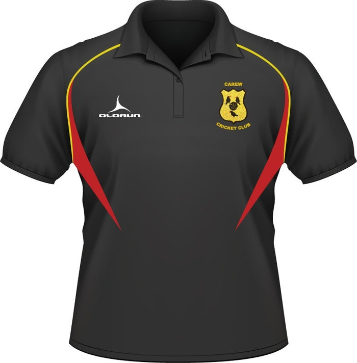Carew CC Adult's Flux Polo Shirt Black/Red/Amber