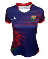 Women's Olorun England Contour Home Nations Rugby Shirt (Away - Navy Design)