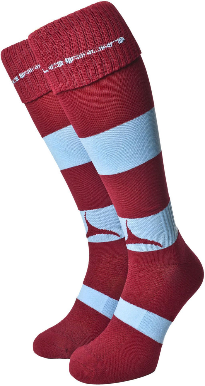 Olorun Hooped Socks Burgundy/Sky (Fast Delivery)