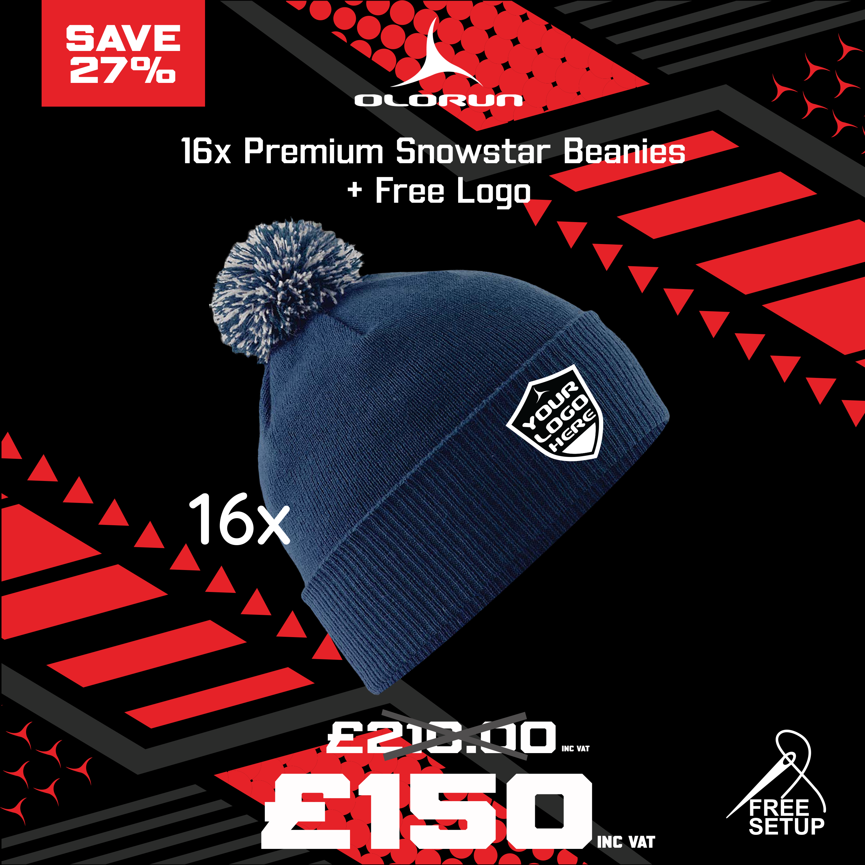 16x Premium Snowstar Beanies + Free Logo