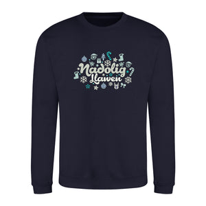 Nadolig Llawen Jumper - Navy