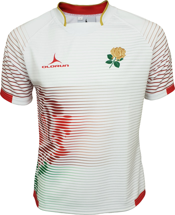 Olorun Contour England Home Nations Rugby Shirt ( Home Design - White )