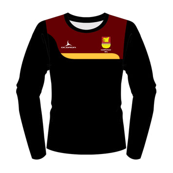 Hampstead RFC  Men's Tempo Multisport Long Sleeve T Shirt Black/Burgundy/Amber