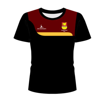 Hampstead RFC Kid's Tempo Multisport T Shirt Black/Burgundy/Amber
