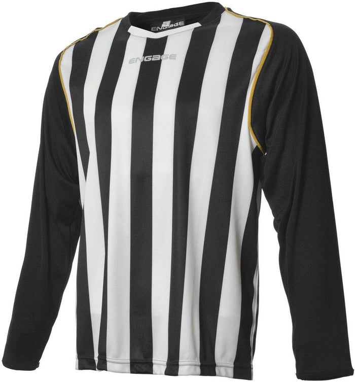 Engage Pro-Stripe Football Shirt Black/White/Bronze (Fast Delivery)